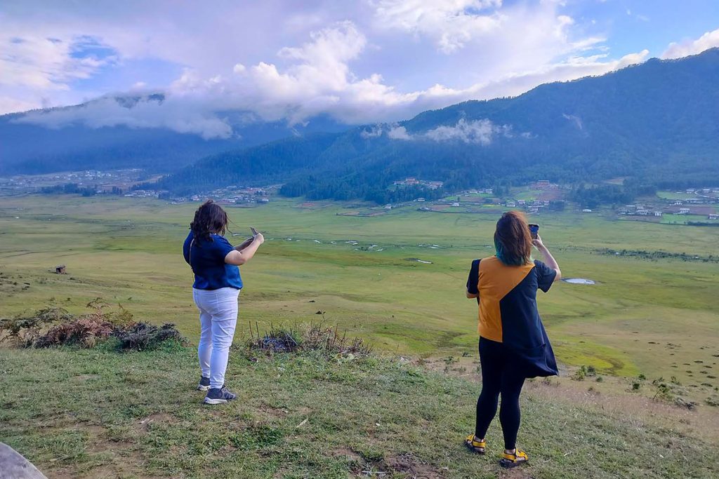 Tourist in Phobjikha Valley Top View