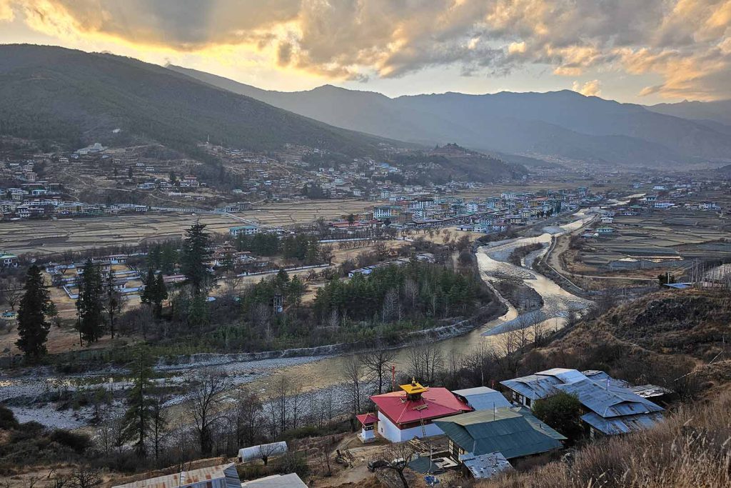 Thimphu river view from top bumthang valley tour