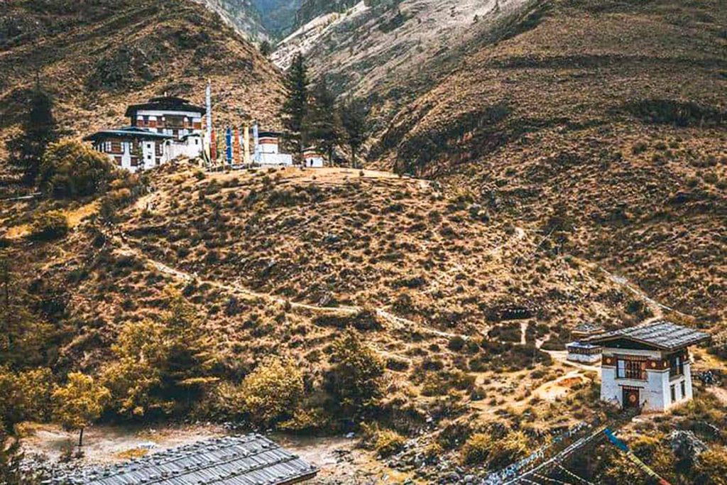 Paro across the bridge view east Bhutan tour