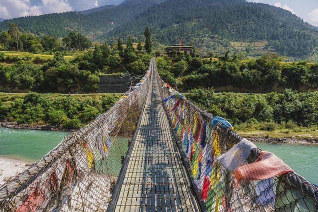 Suspension bridge view gangtey trek