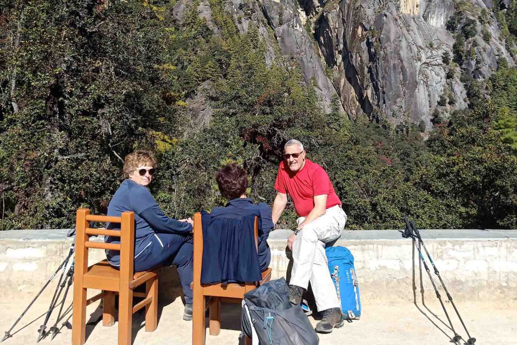 Tourist enjoying the rest gangtey trek