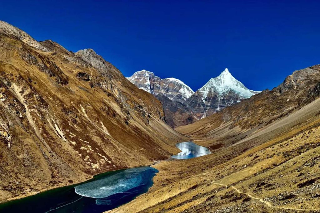 Lake and mountain top view